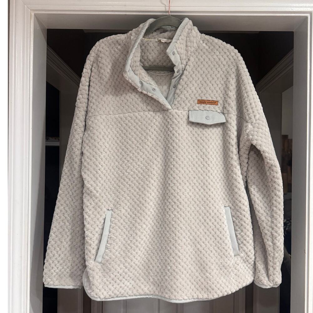SIMPLY SOUTHERN Women's Gray Cozy Sherpa Pullover XXL